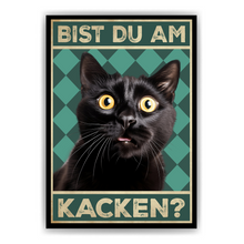 Laden Sie das Bild in den Galerie-Viewer, Bist du am Kacken? Katzen Poster Badezimmer Gästebad Wandbild Klo Toilette Dekoration Lustiges Gäste-WC Bild DIN A4 - Katze 02