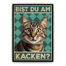 Laden Sie das Bild in den Galerie-Viewer, Bist du am Kacken? Katzen Poster Badezimmer Gästebad Wandbild Klo Toilette Dekoration Lustiges Gäste-WC Bild DIN A4 - Katze 01