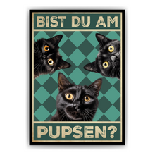 Laden Sie das Bild in den Galerie-Viewer, Bist du am Pupsen? Katzen Poster Badezimmer Gästebad Wandbild Klo Toilette Dekoration Lustiges Gäste-WC Bild DIN A4 - Katzen 03