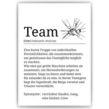 Laden Sie das Bild in den Galerie-Viewer, Team Definition Poster Mitarbeiter Geschenk Kollegen