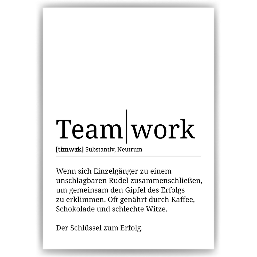 Teamwork Definition Poster Mitarbeiter Geschenk Kollegen