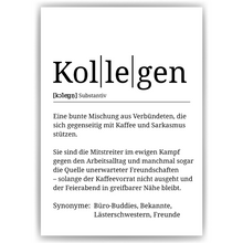 Laden Sie das Bild in den Galerie-Viewer, Kollegen Definition Poster Mitarbeiter Geschenk Team Kollegen