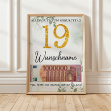 Laden Sie das Bild in den Galerie-Viewer, Personalisiertes Geldgeschenk zum 19. Geburtstag Frauen Männer Geburtstagsgeschenk Geld Geschenkidee personalisierbar