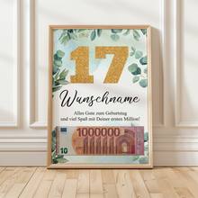 Laden Sie das Bild in den Galerie-Viewer, Personalisiertes Geldgeschenk zum 17. Geburtstag Männer Frauen Geburtstagsgeschenk Geld Geschenk personalisierbar