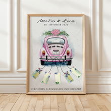 Laden Sie das Bild in den Galerie-Viewer, Hochzeitsgeschenk Personalisiert Geldgeschenk Hochzeitsauto Brautpaar Hochzeit Geschenk personalisierbar