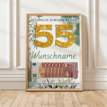Laden Sie das Bild in den Galerie-Viewer, Personalisiertes Geldgeschenk zum 55. Geburtstag Männer Frauen Geburtstagsgeschenk Geld Geschenk personalisierbar