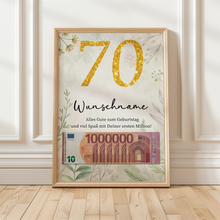 Laden Sie das Bild in den Galerie-Viewer, Personalisiertes Geldgeschenk zum 70. Geburtstag Männer Frauen Geburtstagsgeschenk Geld Geschenkidee personalisierbar