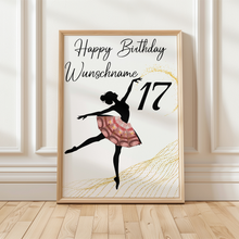 Laden Sie das Bild in den Galerie-Viewer, 17. Geburtstag Geldgeschenk Personalisiert Frauen Freundin Geld Ballerina Geburtstagskarte Ballett