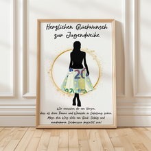 Laden Sie das Bild in den Galerie-Viewer, Geldgeschenk Jugendweihe Mädchen Geschenk zur Jugendweihe Deko Karte