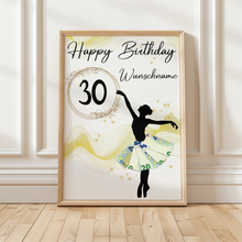 Laden Sie das Bild in den Galerie-Viewer, 30. Geburtstag Geldgeschenk Personalisiert Frauen Freundin Geschenk Ballerina personalisierbar Geburtstagskarte Ballett