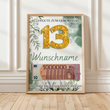 Laden Sie das Bild in den Galerie-Viewer, Personalisiertes Geldgeschenk zum 13. Geburtstag Männer Frauen Geburtstagsgeschenk Geld Geschenk personalisierbar