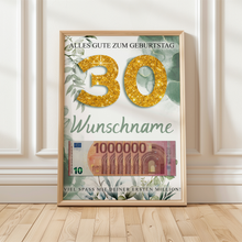 Laden Sie das Bild in den Galerie-Viewer, Personalisiertes Geldgeschenk zum 30. Geburtstag Männer Frauen Geburtstagsgeschenk Geld Geschenk personalisierbar