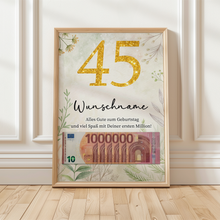 Laden Sie das Bild in den Galerie-Viewer, Personalisiertes Geldgeschenk zum 45. Geburtstag Männer Frauen Geburtstagsgeschenk Geld Geschenkidee personalisierbar