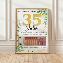 Laden Sie das Bild in den Galerie-Viewer, Personalisiertes Geldgeschenk zum 35. Geburtstag Geld Geschenkidee personalisierbar Geburtstagskarte