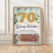 Laden Sie das Bild in den Galerie-Viewer, Personalisiertes Geldgeschenk zum 70. Geburtstag Männer Frauen Geburtstagsgeschenk Geld Geschenk personalisierbar