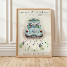 Laden Sie das Bild in den Galerie-Viewer, Hochzeitsauto Geldgeschenk Personalisiert Hochzeitsgeschenk personalisierbar Brautpaar Hochzeit