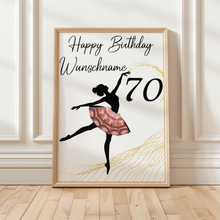 Laden Sie das Bild in den Galerie-Viewer, 70. Geburtstag Geldgeschenk Personalisiert Frauen Freundin Geld Ballerina Geburtstagskarte Ballett