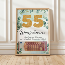 Laden Sie das Bild in den Galerie-Viewer, Personalisiertes Geldgeschenk zum 55. Geburtstag Männer Frauen Geburtstagsgeschenk Geld Geschenk personalisierbar
