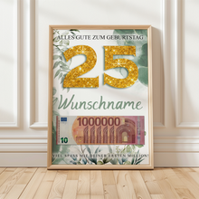 Laden Sie das Bild in den Galerie-Viewer, Personalisiertes Geldgeschenk zum 25. Geburtstag Männer Frauen Geburtstagsgeschenk Geld Geschenk personalisierbar