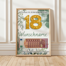 Laden Sie das Bild in den Galerie-Viewer, Personalisiertes Geldgeschenk zum 18. Geburtstag Männer Frauen Geburtstagsgeschenk Geld Geschenk personalisierbar