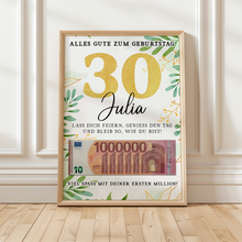 Laden Sie das Bild in den Galerie-Viewer, Personalisiertes Geldgeschenk zum 30. Geburtstag Geld Geschenkidee personalisierbar Geburtstagskarte