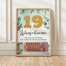 Laden Sie das Bild in den Galerie-Viewer, Personalisiertes Geldgeschenk zum 19. Geburtstag Männer Frauen Geburtstagsgeschenk Geld Geschenk personalisierbar