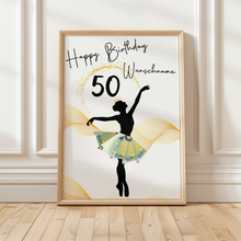 Laden Sie das Bild in den Galerie-Viewer, 50. Geburtstag Geldgeschenk Personalisiert Frauen Freundin Geld Ballerina Geburtstagskarte Ballett