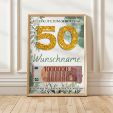 Laden Sie das Bild in den Galerie-Viewer, Personalisiertes Geldgeschenk zum 50. Geburtstag Männer Frauen Geburtstagsgeschenk Geld Geschenk personalisierbar