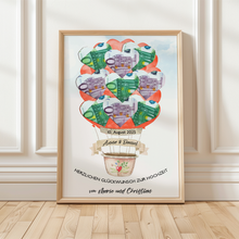 Laden Sie das Bild in den Galerie-Viewer, Personalisiertes Geldgeschenk Hochzeit Heißluftballon Hochzeitsgeschenk personalisierbar