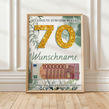 Laden Sie das Bild in den Galerie-Viewer, Personalisiertes Geldgeschenk zum 70. Geburtstag Männer Frauen Geburtstagsgeschenk Geld Geschenk personalisierbar