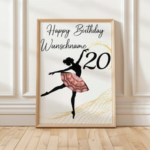 Laden Sie das Bild in den Galerie-Viewer, 20. Geburtstag Geldgeschenk Personalisiert Frauen Freundin Geld Ballerina Geburtstagskarte Ballett