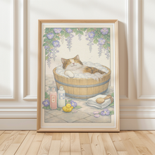 Laden Sie das Bild in den Galerie-Viewer, Japanisches Katzen Poster – Zen Spa Japandi Wandbild für Bad & Wohnzimmer