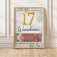Laden Sie das Bild in den Galerie-Viewer, Personalisiertes Geldgeschenk zum 17. Geburtstag Frauen Männer Geburtstagsgeschenk Geld Geschenkidee personalisierbar