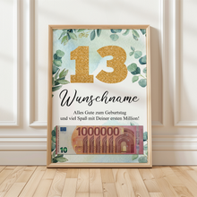 Laden Sie das Bild in den Galerie-Viewer, Personalisiertes Geldgeschenk zum 13. Geburtstag Männer Frauen Geburtstagsgeschenk Geld Geschenk personalisierbar