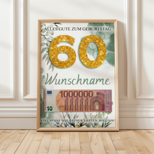 Laden Sie das Bild in den Galerie-Viewer, Personalisiertes Geldgeschenk zum 60. Geburtstag Männer Frauen Geburtstagsgeschenk Geld Geschenk personalisierbar