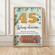 Laden Sie das Bild in den Galerie-Viewer, Personalisiertes Geldgeschenk zum 45. Geburtstag Männer Frauen Geburtstagsgeschenk Geld Geschenk personalisierbar
