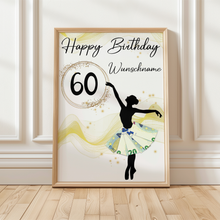 Laden Sie das Bild in den Galerie-Viewer, 60. Geburtstag Geldgeschenk Personalisiert Frauen Freundin Geschenk Ballerina personalisierbar Geburtstagskarte Ballett