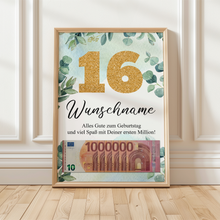 Laden Sie das Bild in den Galerie-Viewer, Personalisiertes Geldgeschenk zum 16. Geburtstag Männer Frauen Geburtstagsgeschenk Geld Geschenk personalisierbar
