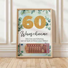 Laden Sie das Bild in den Galerie-Viewer, Personalisiertes Geldgeschenk zum 60. Geburtstag Männer Frauen Geburtstagsgeschenk Geld Geschenk personalisierbar