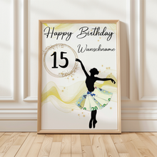 Laden Sie das Bild in den Galerie-Viewer, 15. Geburtstag Geldgeschenk Personalisiert Frauen Freundin Geschenk Ballerina personalisierbar Geburtstagskarte Ballett