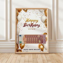Laden Sie das Bild in den Galerie-Viewer, Geldgeschenk Geburtstag Happy Birthday Lustiges Geburtstagsgeschenk - Deine erste Million