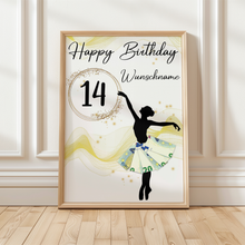 Laden Sie das Bild in den Galerie-Viewer, 14. Geburtstag Geldgeschenk Personalisiert Frauen Freundin Geschenk Ballerina personalisierbar Geburtstagskarte Ballett