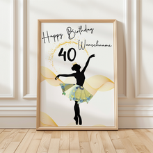 Laden Sie das Bild in den Galerie-Viewer, 40. Geburtstag Geldgeschenk Personalisiert Frauen Freundin Geld Ballerina Geburtstagskarte Ballett