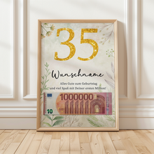 Laden Sie das Bild in den Galerie-Viewer, Personalisiertes Geldgeschenk zum 35. Geburtstag Männer Frauen Geburtstagsgeschenk Geld Geschenkidee personalisierbar