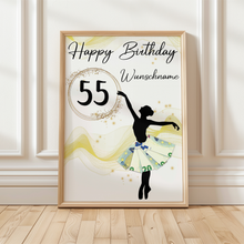 Laden Sie das Bild in den Galerie-Viewer, 55. Geburtstag Geldgeschenk Personalisiert Frauen Freundin Geschenk Ballerina personalisierbar Geburtstagskarte Ballett