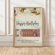 Laden Sie das Bild in den Galerie-Viewer, Geldgeschenk zum Geburtstag - Deine erste Million - Lustiges Geburtstagsgeschenk Mann Frau Witzige Geschenkidee Geld kreativ verschenken Happy Birthday