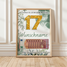 Laden Sie das Bild in den Galerie-Viewer, Personalisiertes Geldgeschenk zum 17. Geburtstag Männer Frauen Geburtstagsgeschenk Geld Geschenk personalisierbar