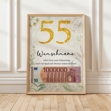 Laden Sie das Bild in den Galerie-Viewer, Personalisiertes Geldgeschenk zum 55. Geburtstag Männer Frauen Geburtstagsgeschenk Geld Geschenkidee personalisierbar