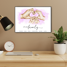 Laden Sie das Bild in den Galerie-Viewer, Familienposter personalisiert Familienmitglieder Geschenkidee Mama Papa Eltern Oma Opa personalisiertes Familienbild Geburtstag Taufe