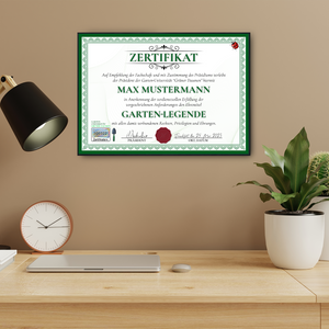 Lustiges Gärtner Geschenk personalisiert Geburtstag Poster Zertifikat Garten Geschenkidee